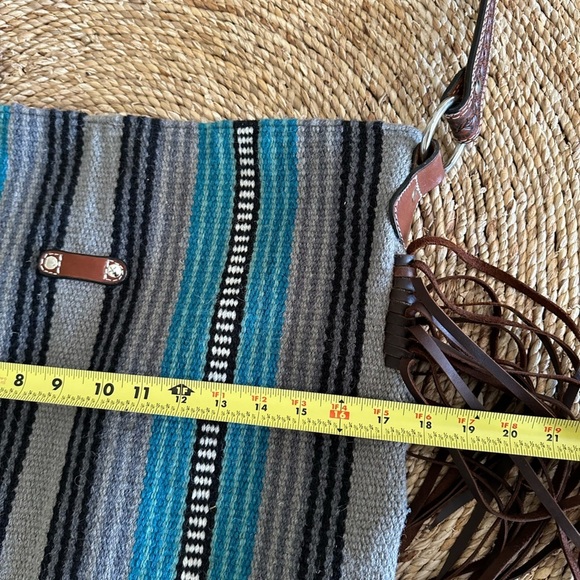 Twisted X Wool Saddle Blanket Bag Blue Multi Woven Wool Saddle Blanket Bag Purse - Picture 6 of 12